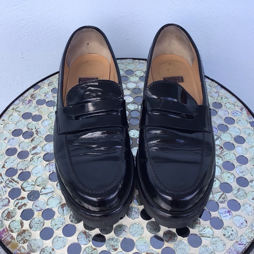 Walter Steiger Chunky Black Leather Penny Loafers